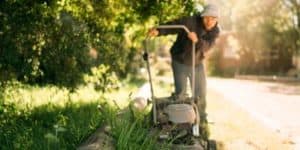 Man with Down Syndrome Mowing